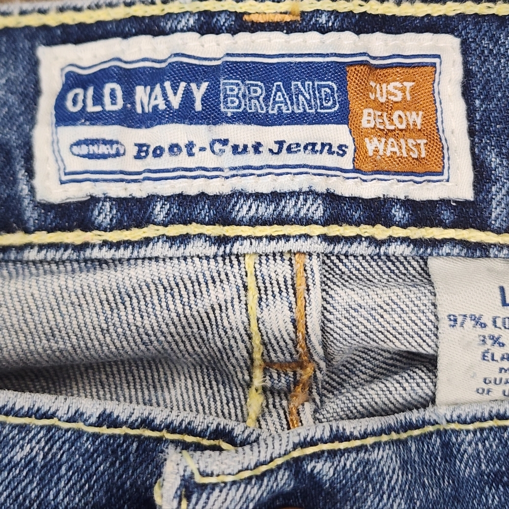 ​VTG Old Navy Y2K Lace Flare Jeans Bedazzled Idaho Star Size 8 Long Custom - Picture 10 of 12